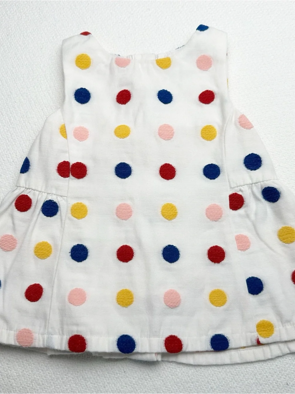 Genuine Kids White Polka Dot Casual Dress with Multicolor Dots